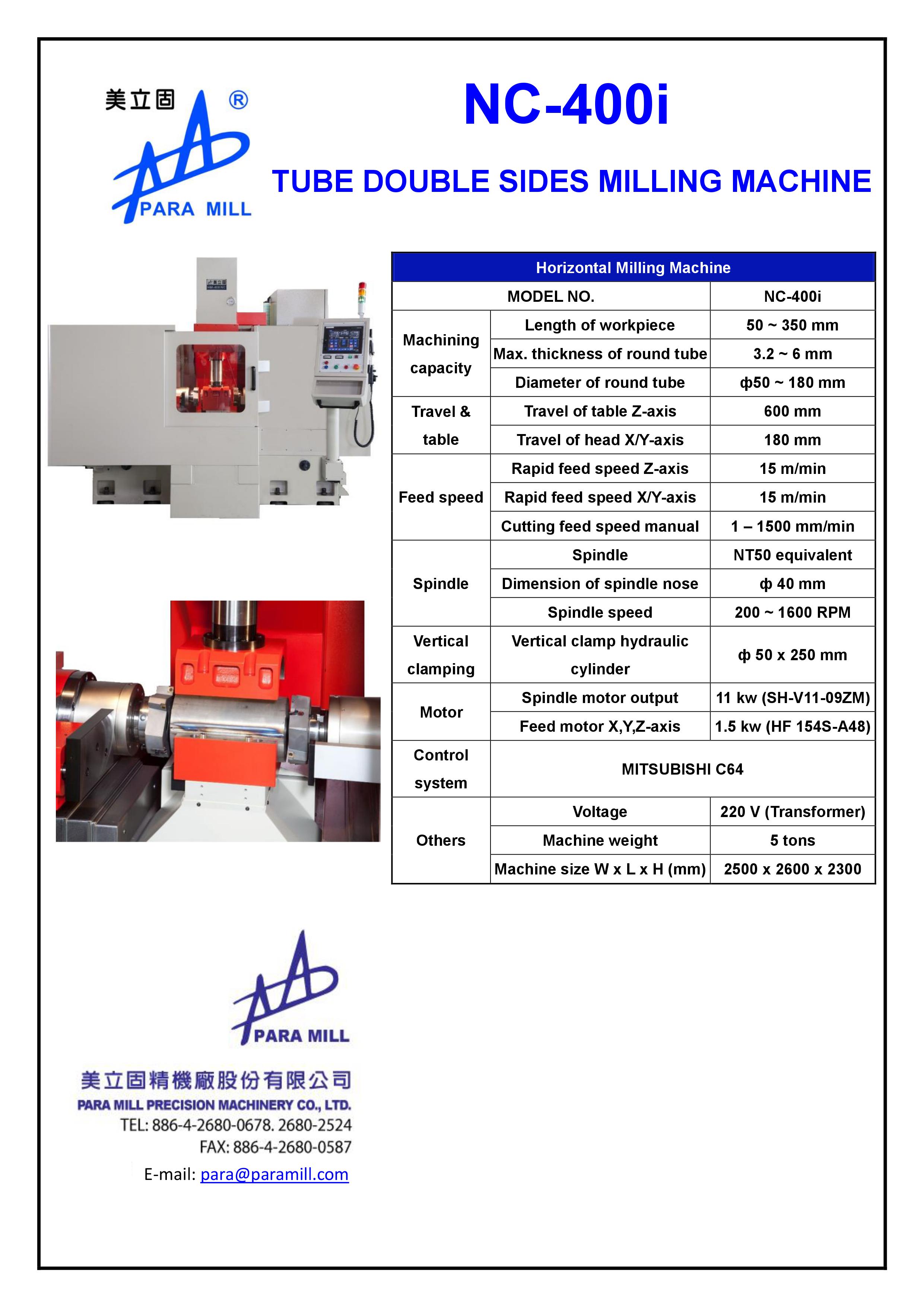 TUBE DOUBLE SIDES MILLING MACHINE